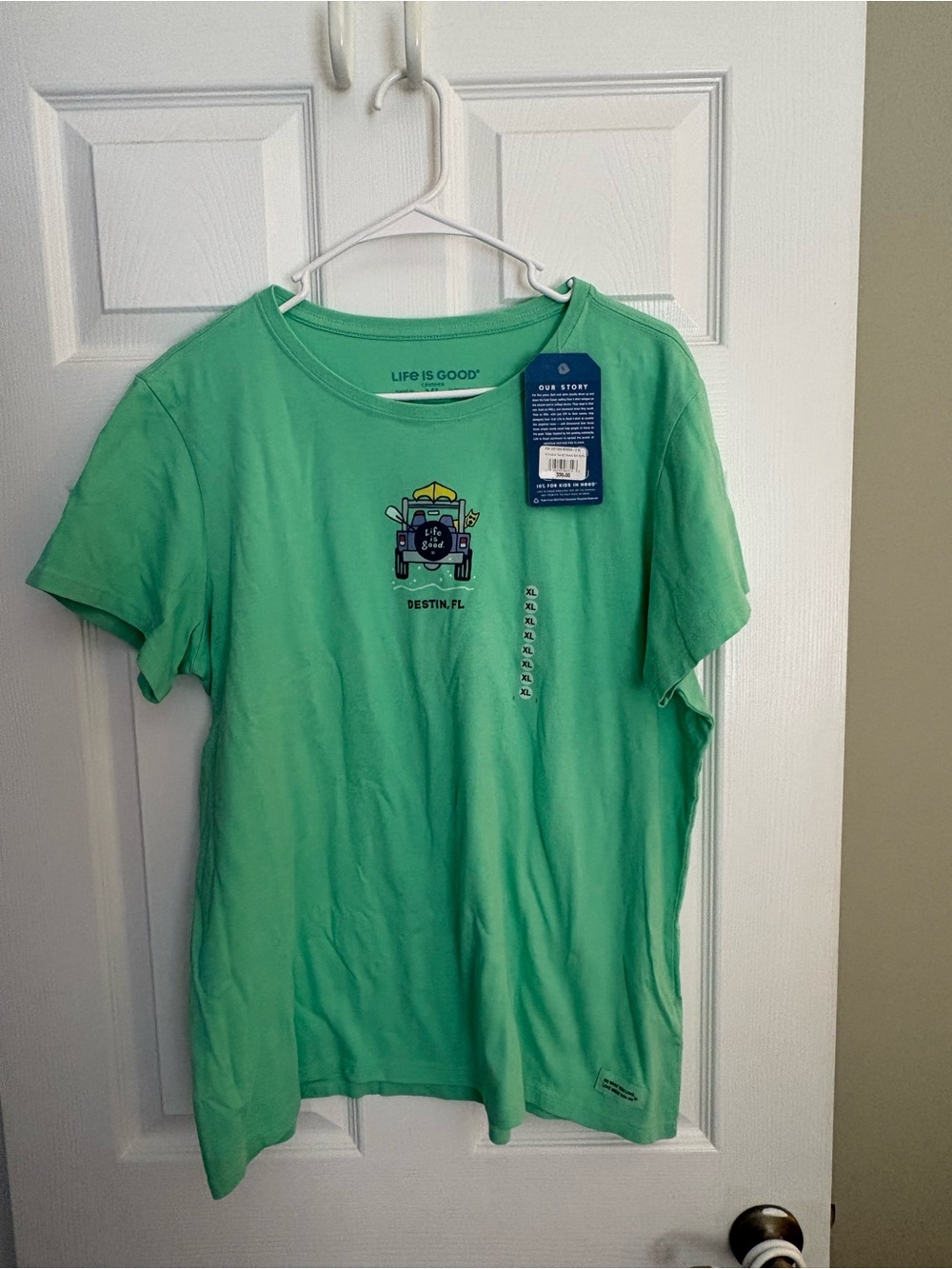 Life Is Good Green Destin FL Jeep Graphic Tee